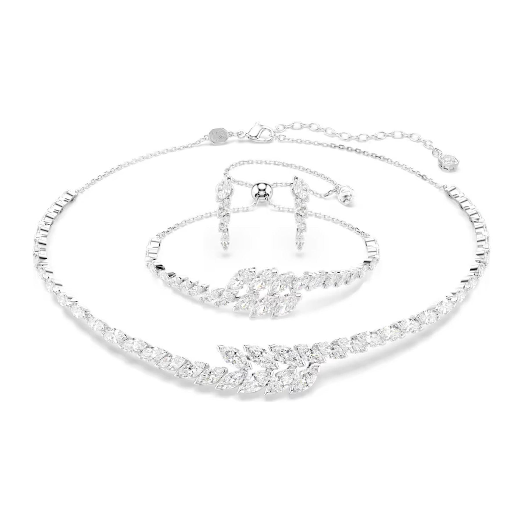 Swarovski Mesmera Jewelry Set, Three Pieces, Rhodium Plated and Clear