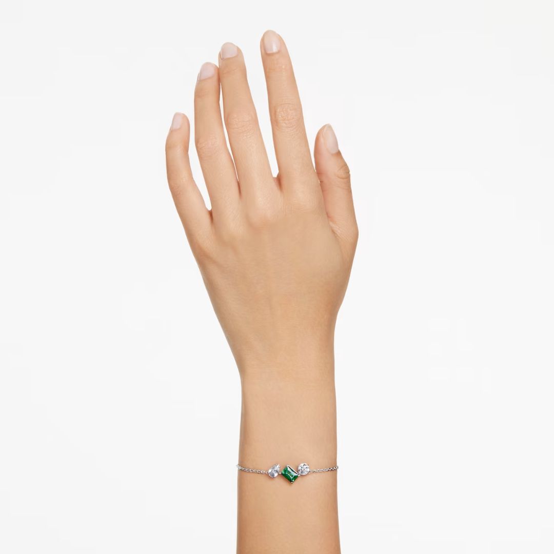 Swarovski Mesmera rannekoru, vaalea metalli ja vihreä kristalli 5668360