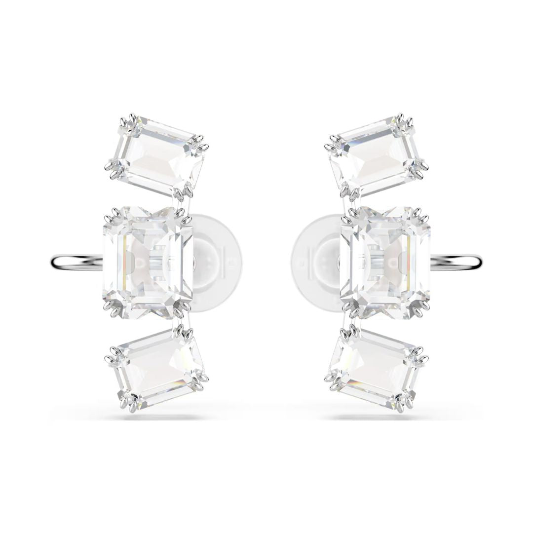 Swarovski Millenia Clip Earrings, Rhodium-Plated and White Crystals, 5