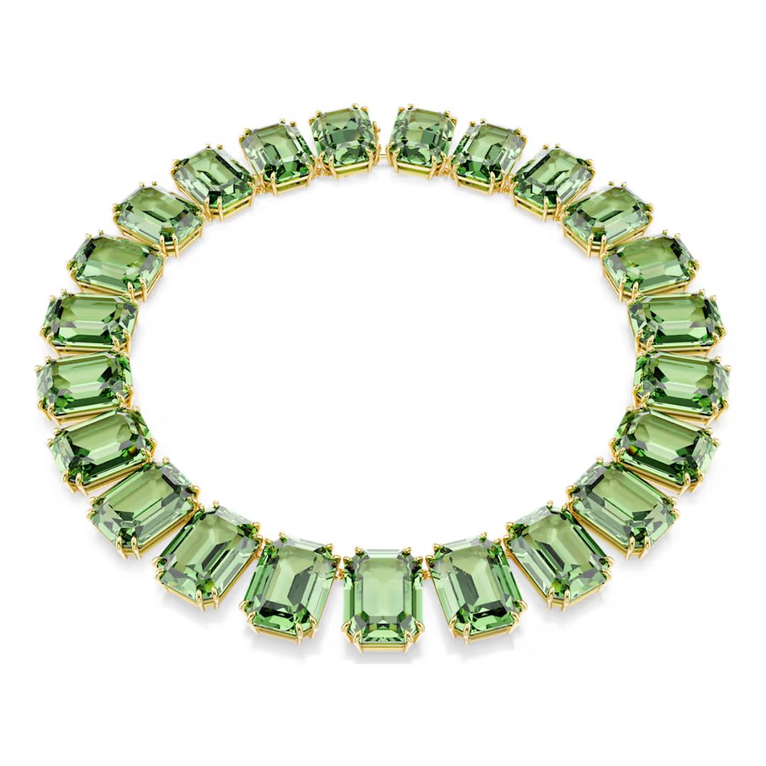 Swarovski Millenia Necklace, Yellow Gold Color and Green Crystals 5714