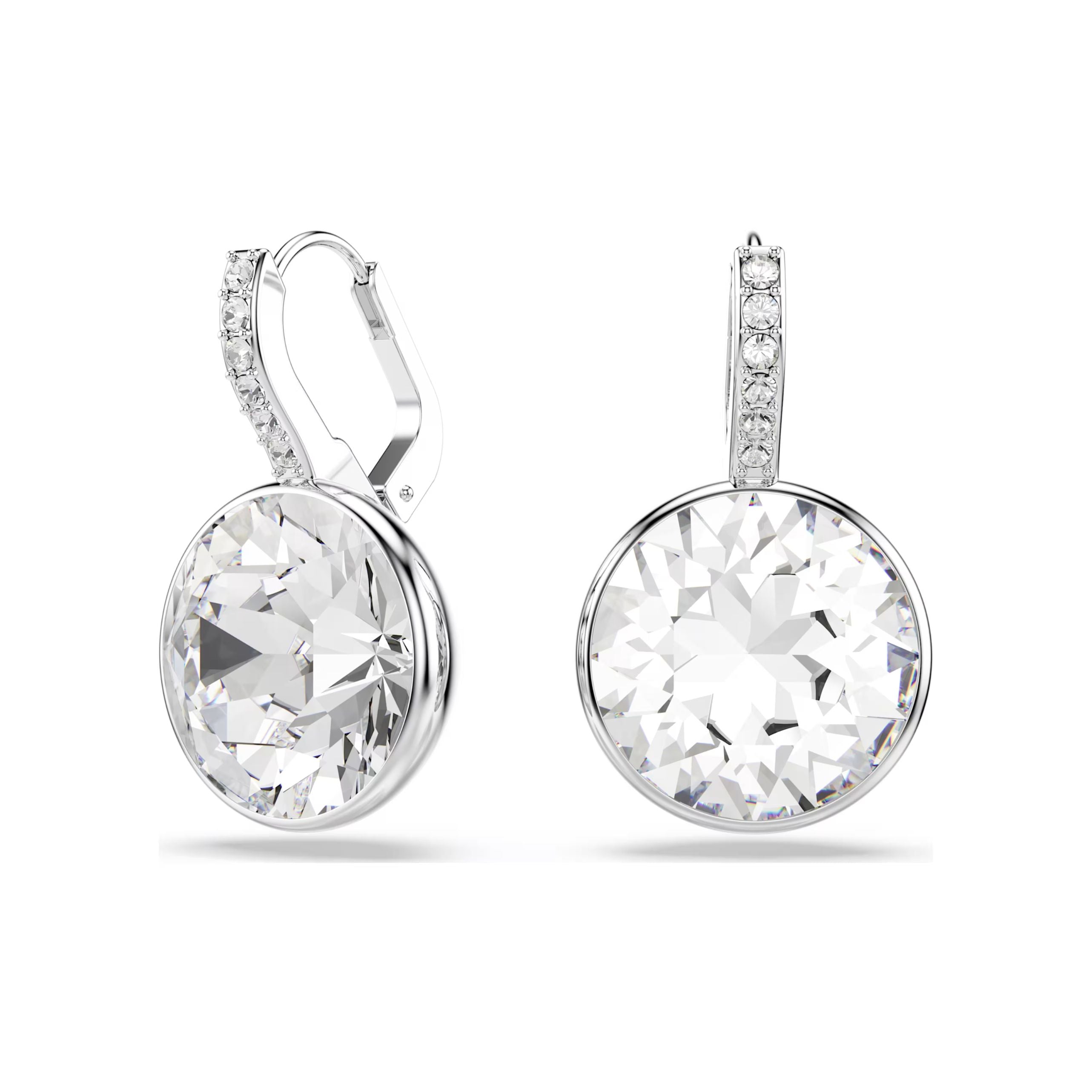 Swarovski Millenia Earrings, Rhodium Plated Metal and White Crystals,