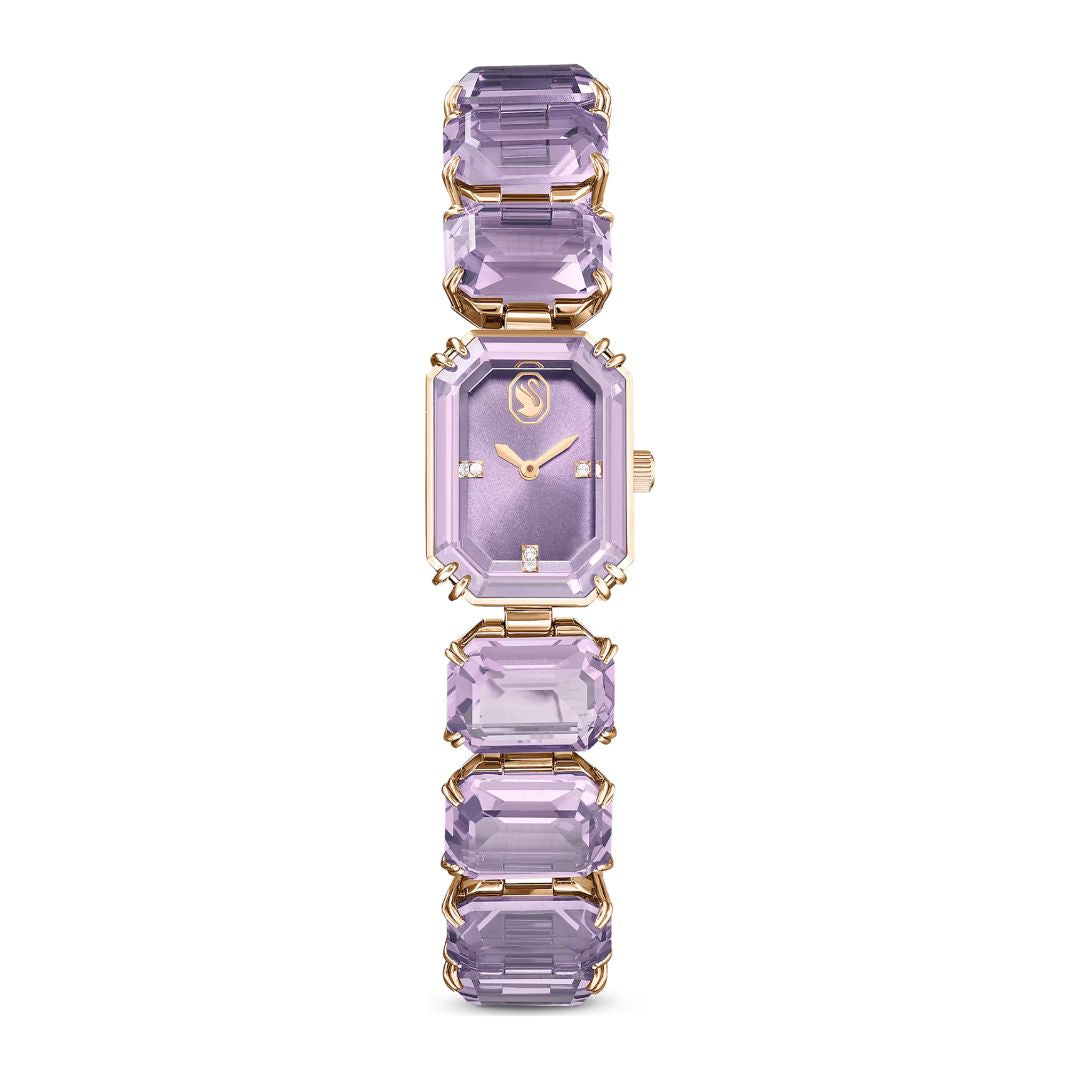 Swarovski Millenia Octagon Watch, Champagne Gold and Purple Crystals,