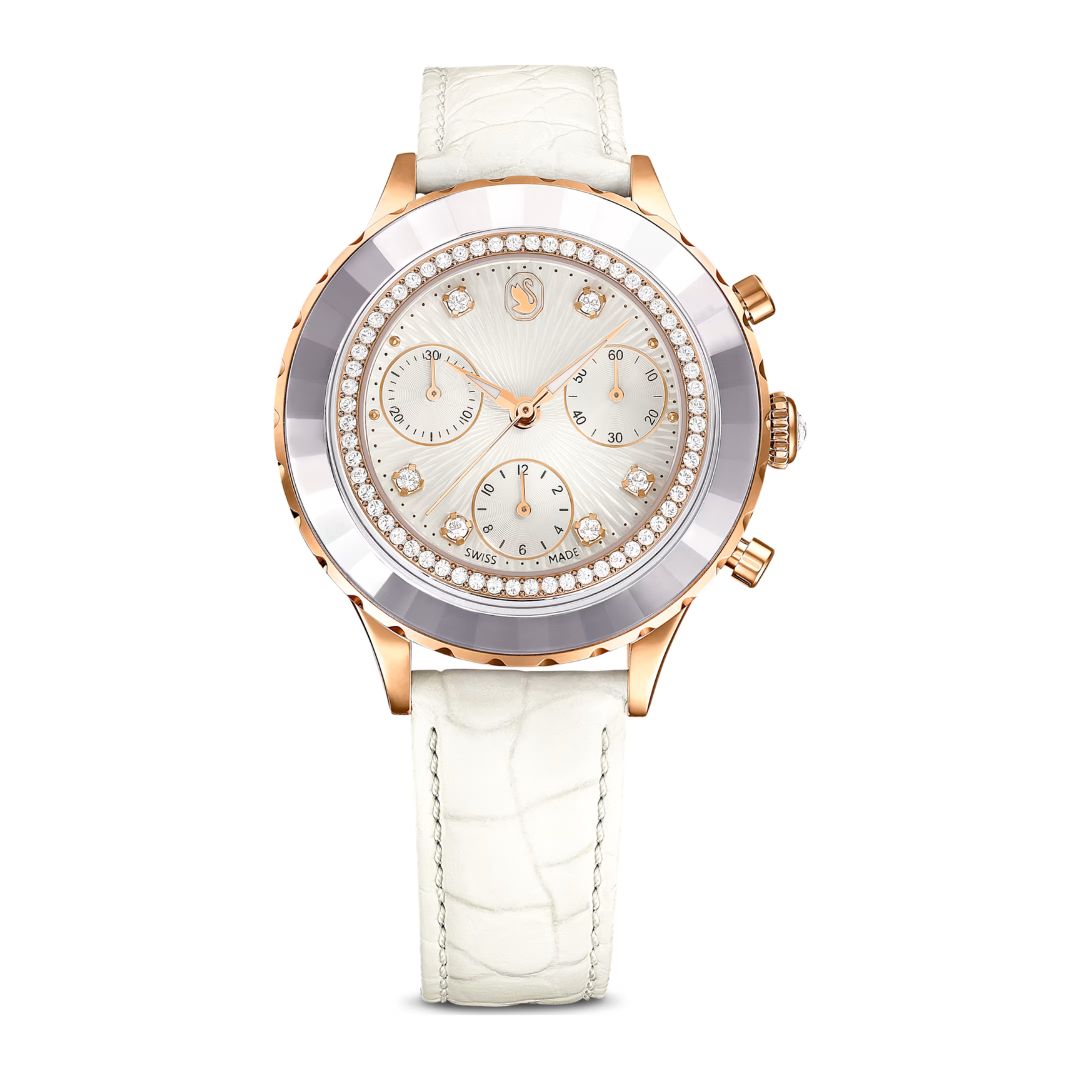 SWAROVSKI Octea Chrono 腕時計　白　ローズゴールド Swarovski Octea Chrono Watch, Rose Gold-Tone and White Crystals, 56711