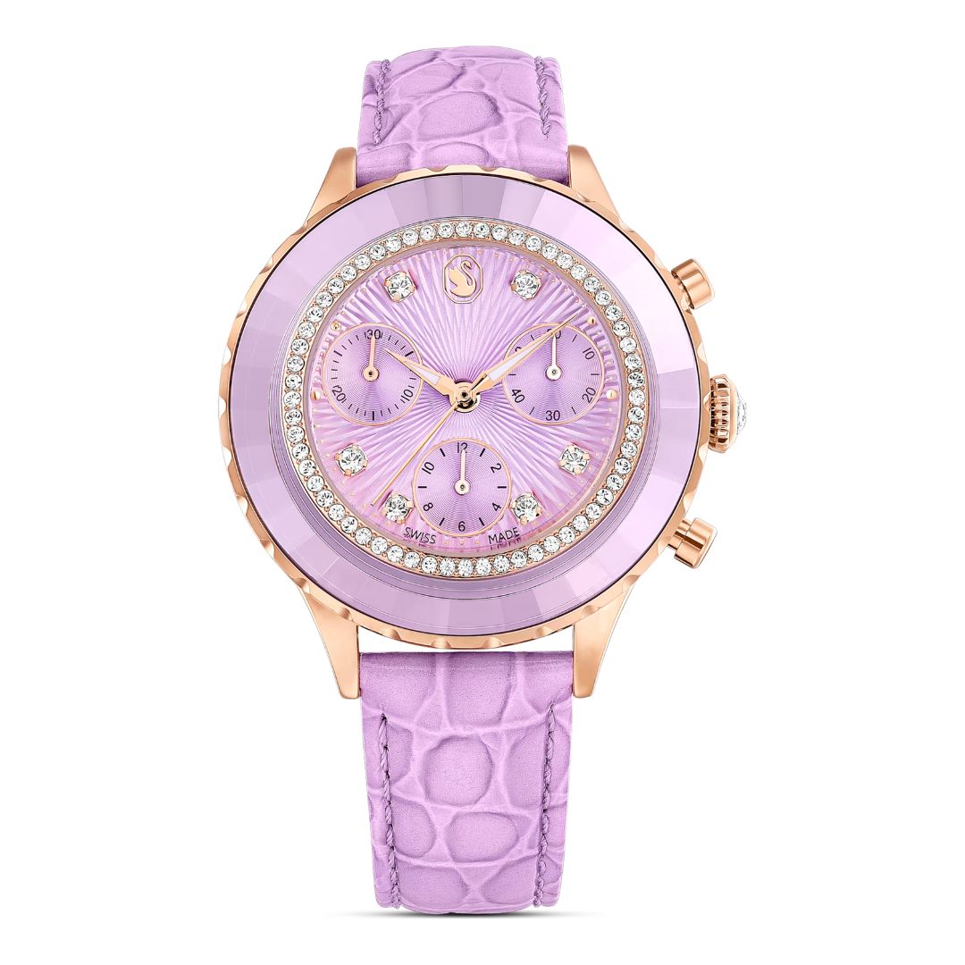 Swarovski Octea Chrono Watch, Rose Gold Color and White Crystals, 5690