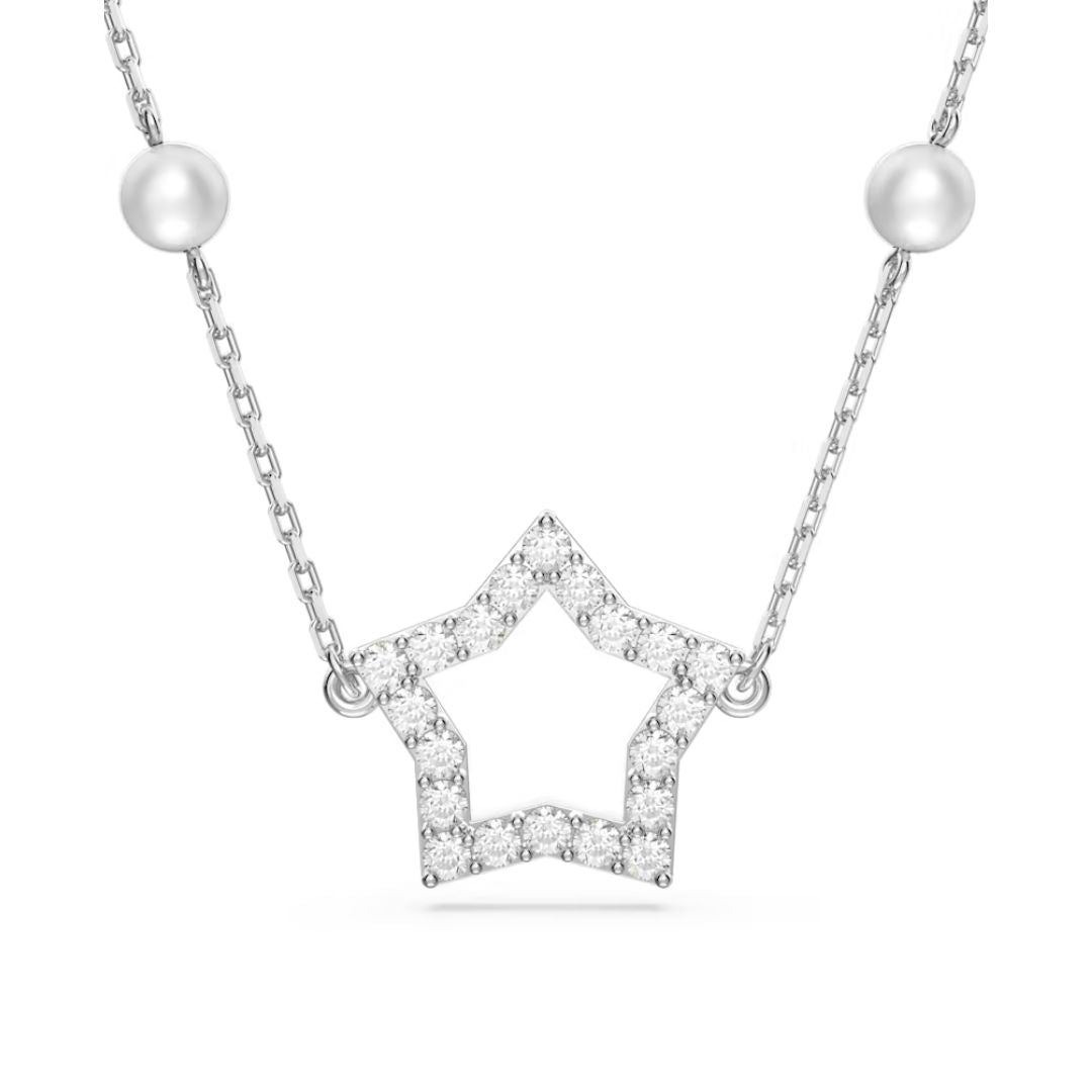 Swarovski Stella Star Necklace, Rgodium Plated Metal, White Crystals a