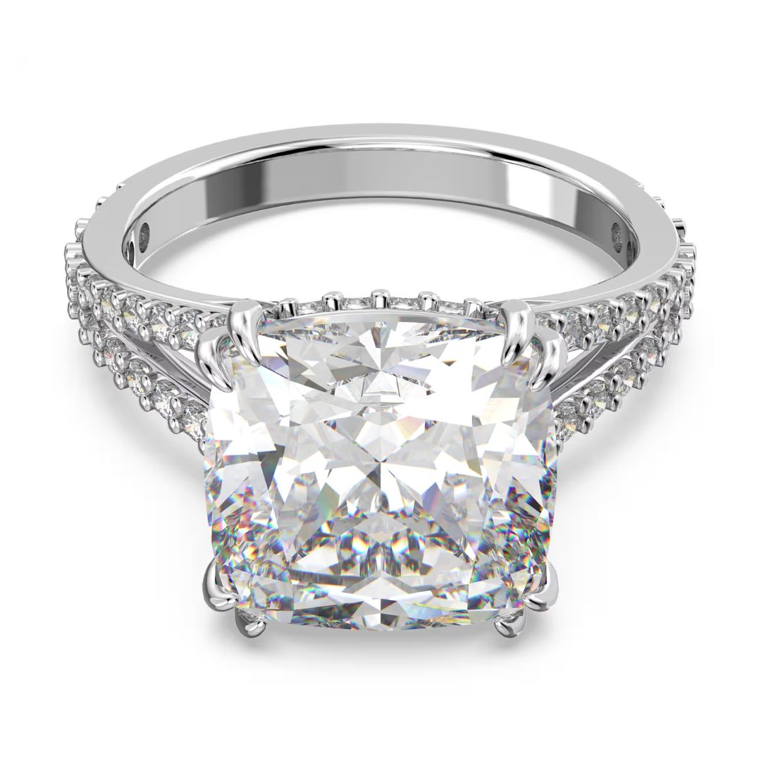 Swarovski Stila Ring, Rhodium-Plated and White Crystal