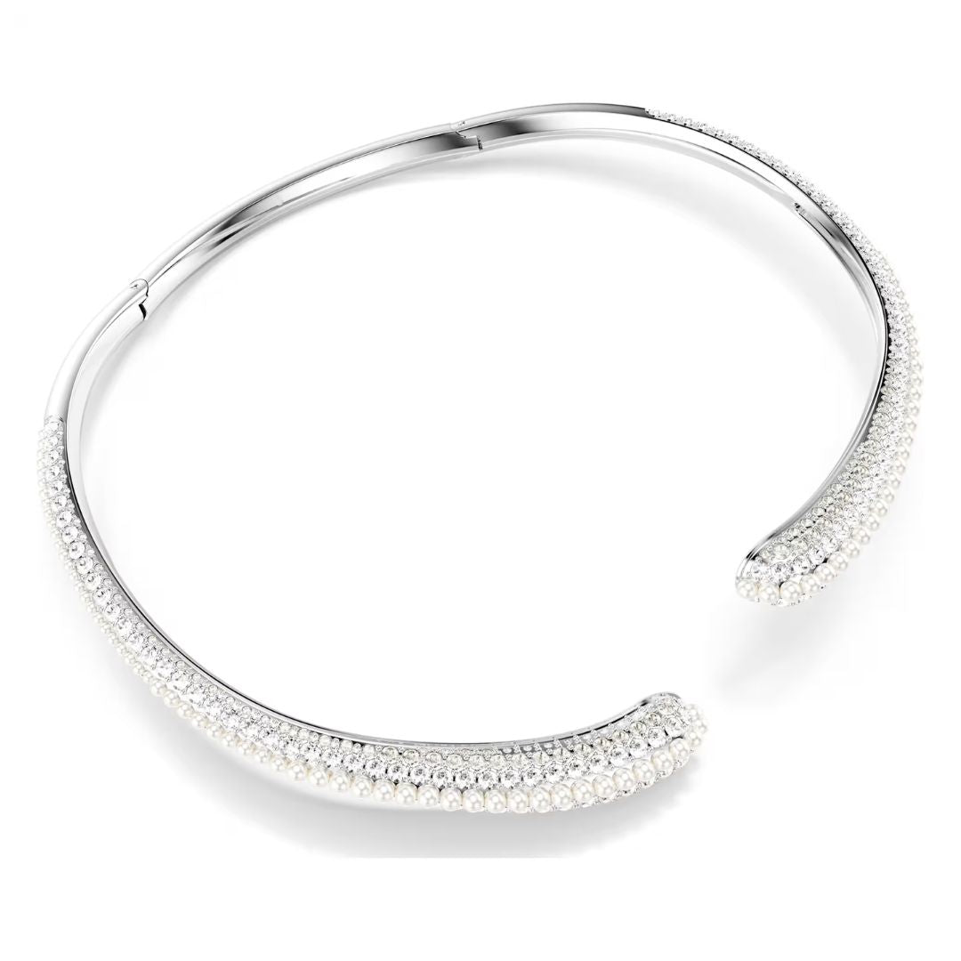 Swarovski Sublima kaulakoru, vaalea metalli kirkkailla kristalleilla ja valkoisilla helmillä 5692110