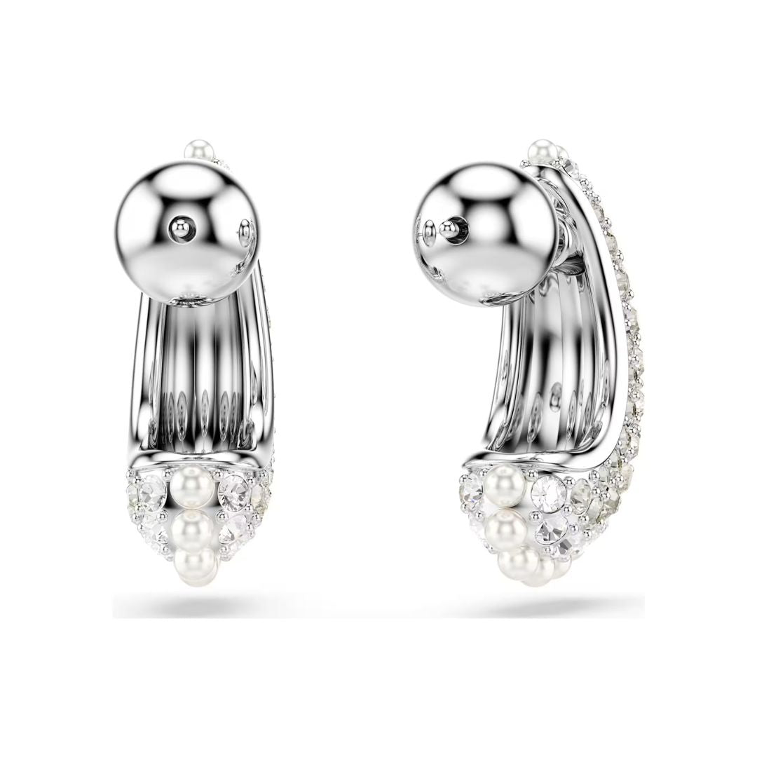 Swarovski Sublima korvakorut, vaalea metalli kirkkailla kristalleilla ja valkoisilla helmillä 5692107