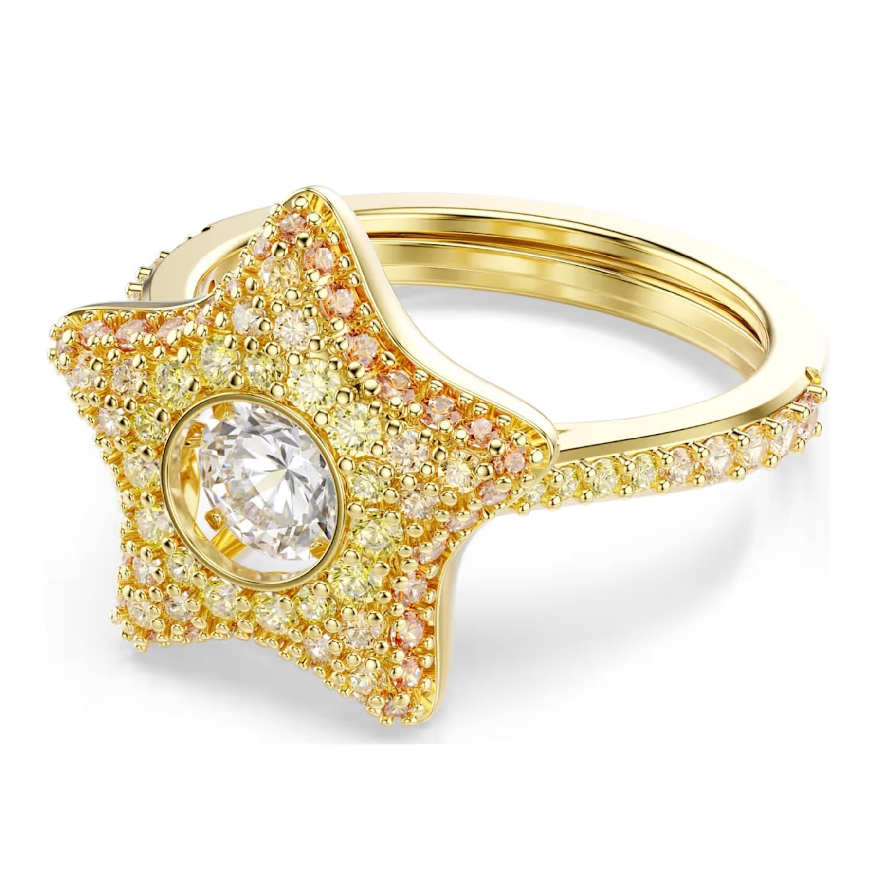Swarovski Sublima Ring, Yellow Gold Plated with Multi-Coloured Zircons