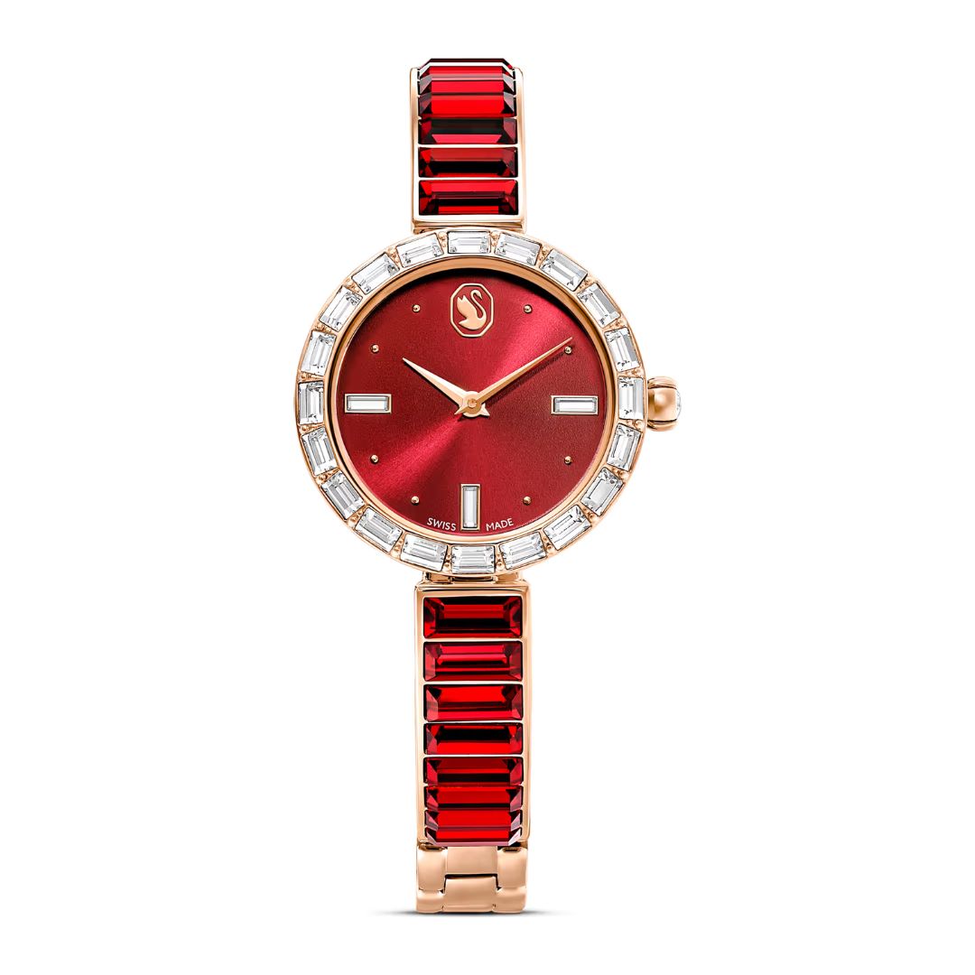 Swarovski Matrix Watch, Rose Gold and Red Crystals, 5690811