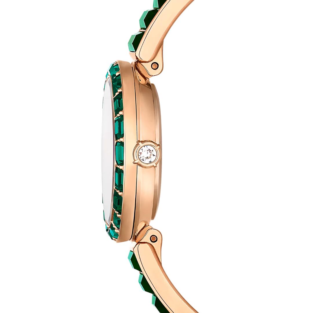 Swarovski Swan rannekello, samppanjakullanvärinen ja vihreät kristallit, 5690808