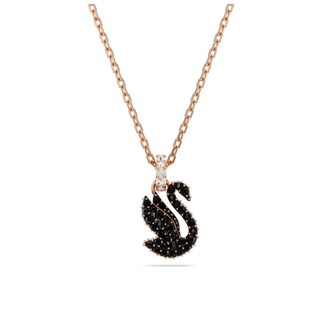Swarovski Swan Pendant, Rose Gold-Tone and Black Crystals 5678046