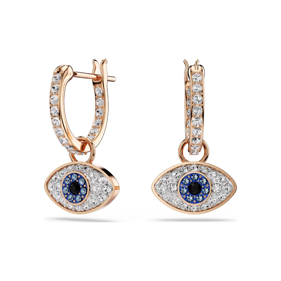 Swarovski Symbolica Evil Eye Earrings, Rose Gold Finish and multi-colo