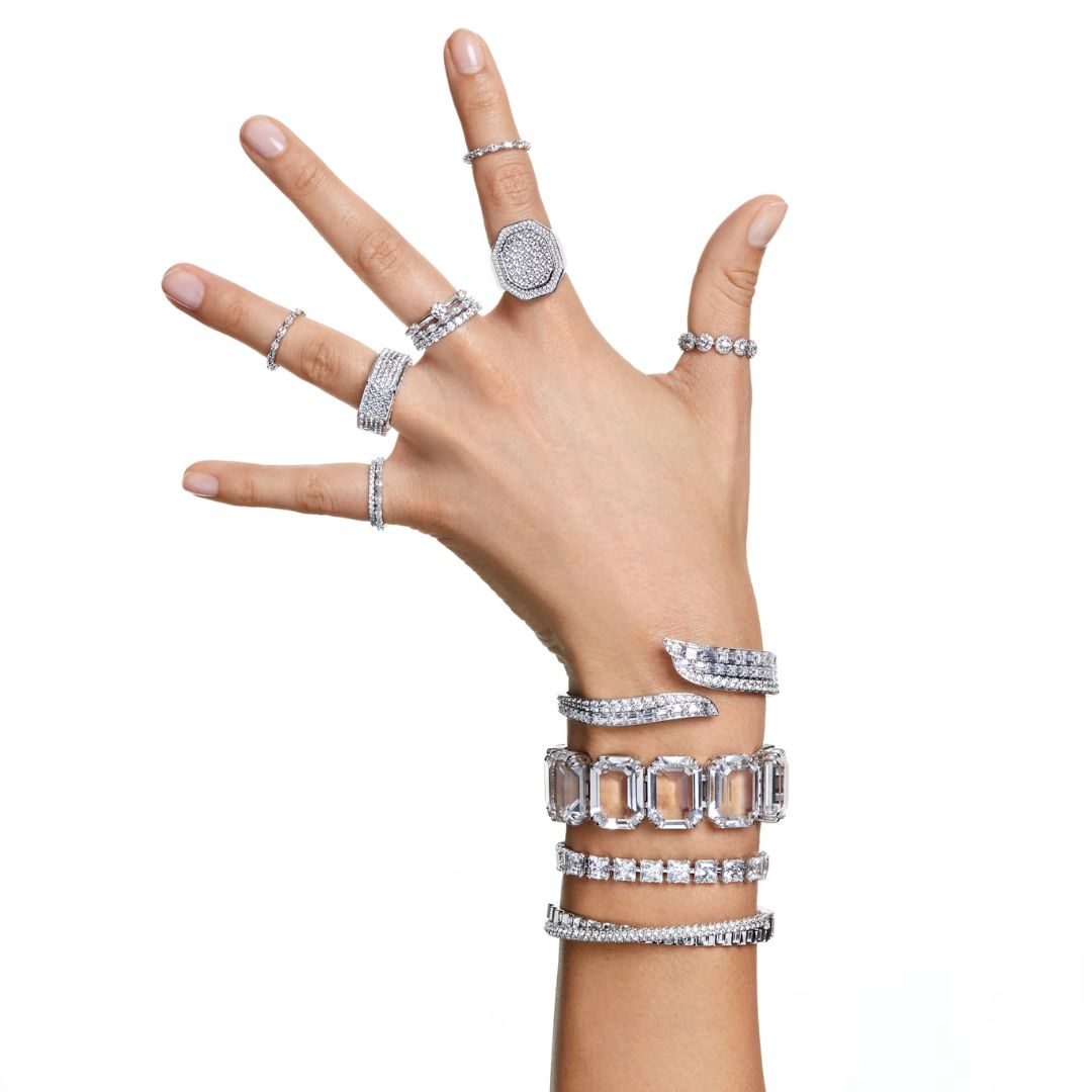 Swarovski Vittore XL sormus, vaalea metalli ja kirkkaat kristallit, 5257490