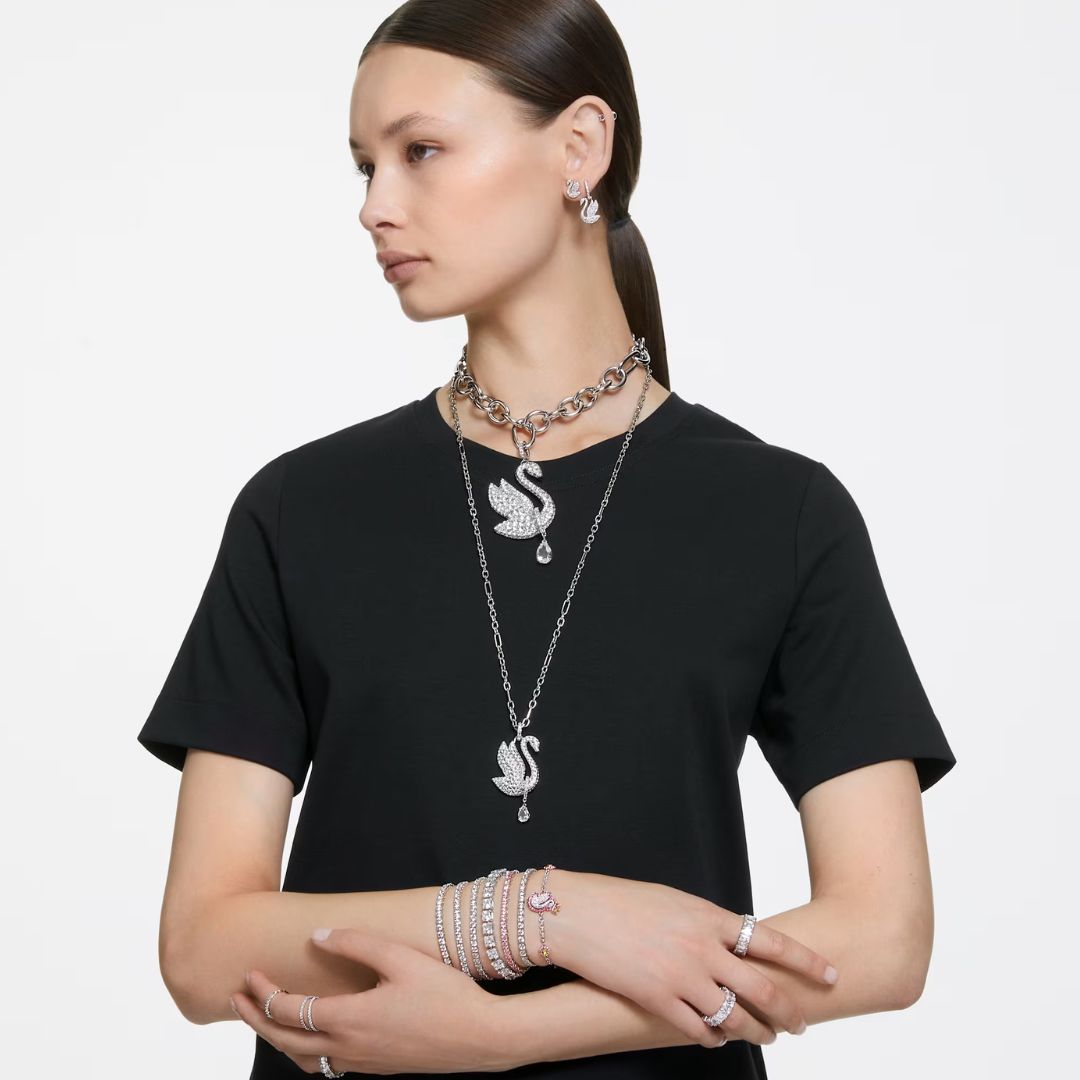 Swarovski Vittore XL sormus, vaalea metalli ja kirkkaat kristallit, 5257490