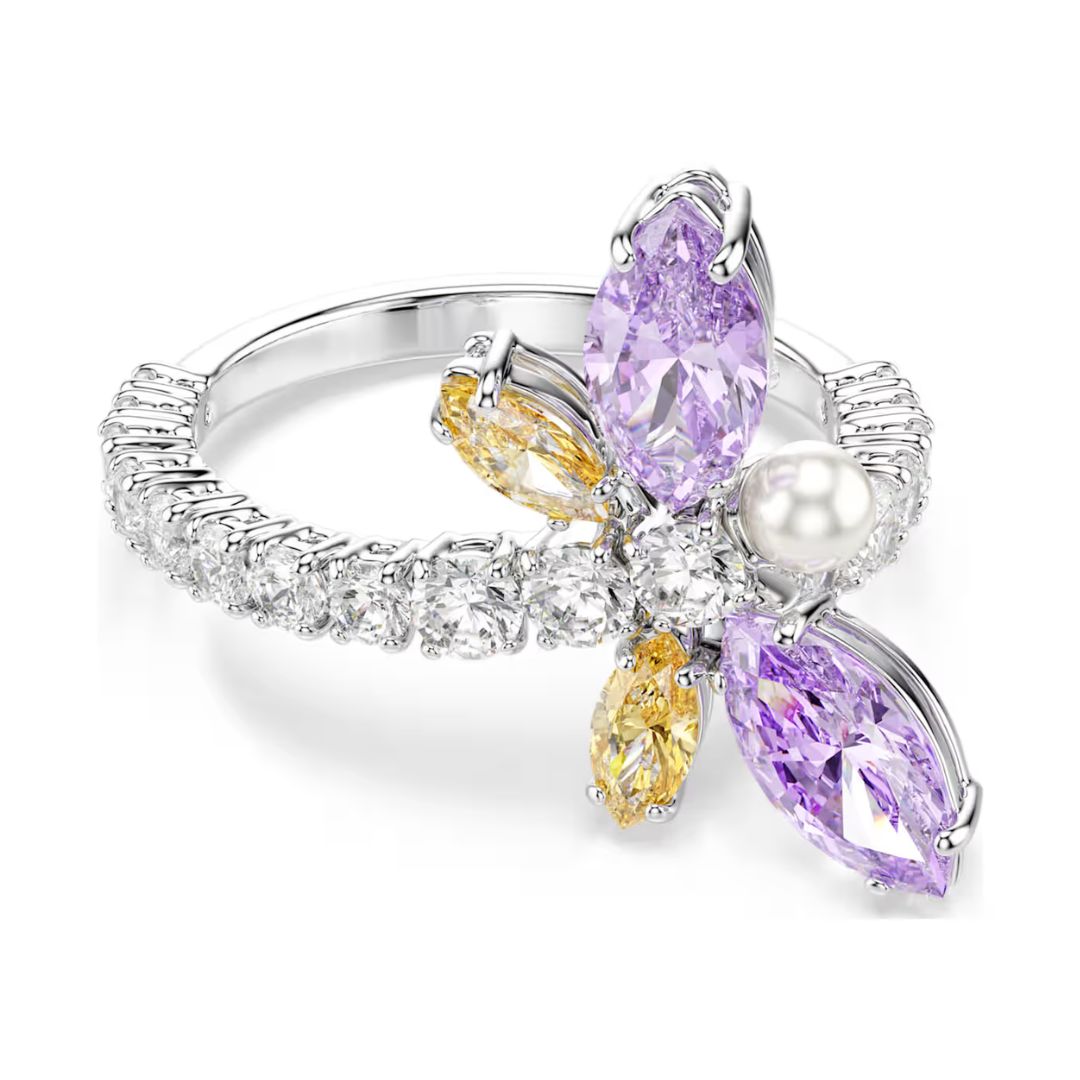 Swarovski x Ariana Grande Dragonfly Ring, Multi-Coloured Crystals and