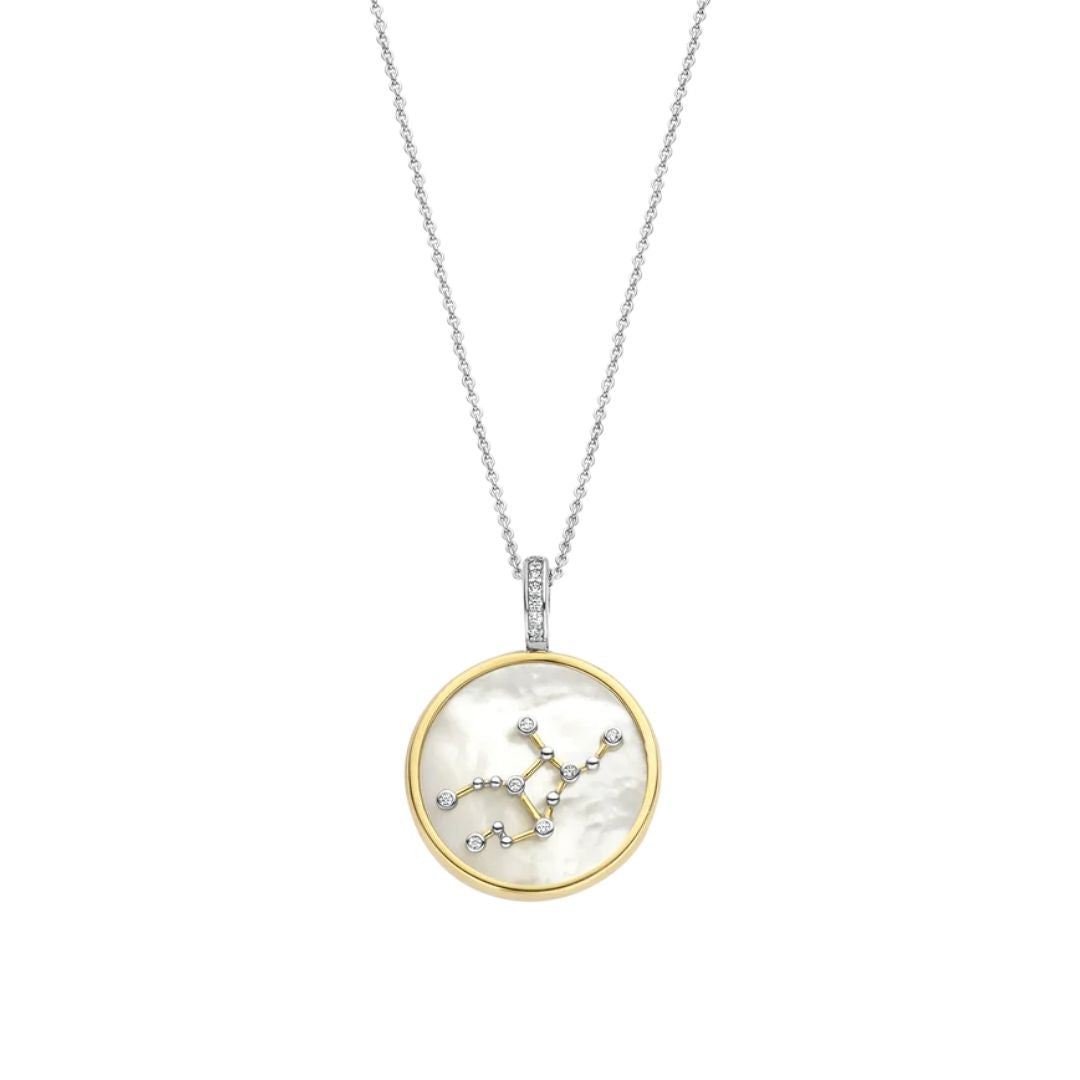 TI SENTO Milano Zodiac Pendant Virgo Yellow Gold Plated Silver and M