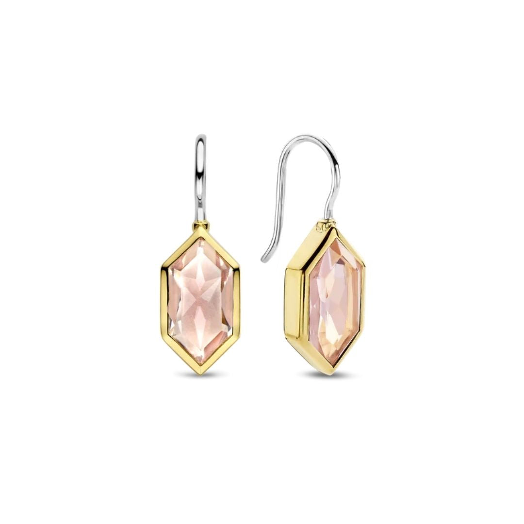 TI SENTO Milano Earrings Yellow Gold Plated Silver and Crystals 7945