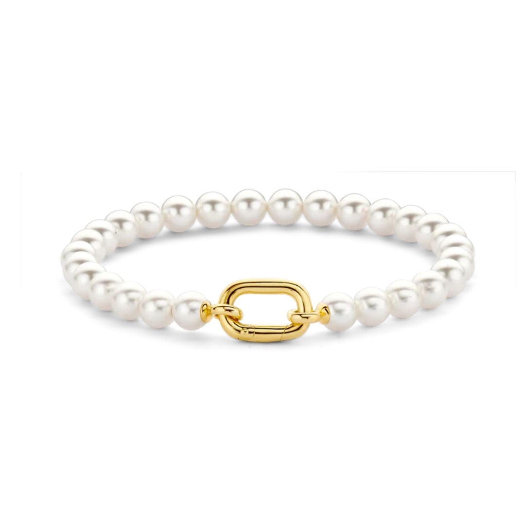 TI SENTO Milano Bracelet Yellow Gold Plated and White Pearls 23037YP
