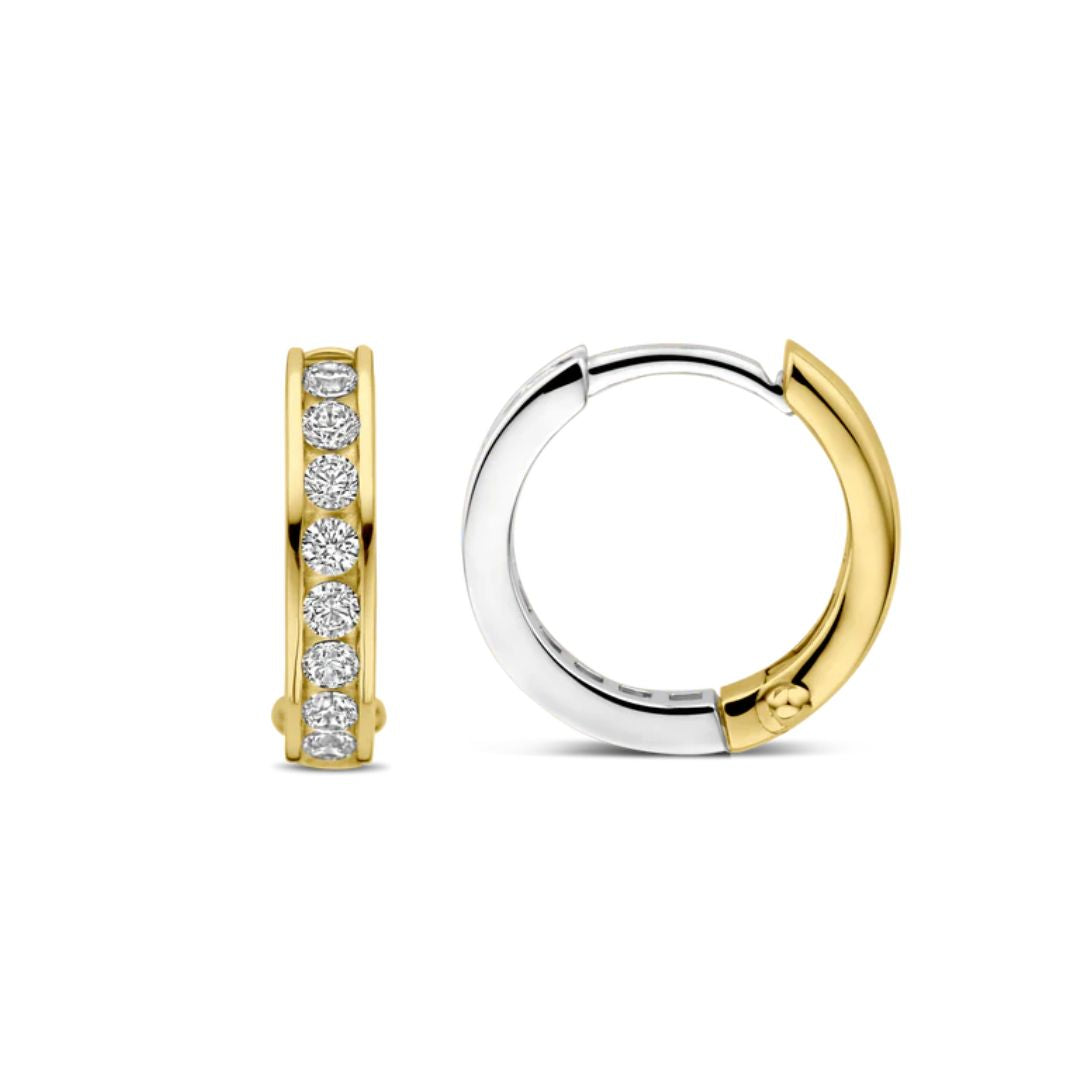 TI SENTO Hoop Earrings, Yellow Gold-Plated Silver and Zircons 7973ZY