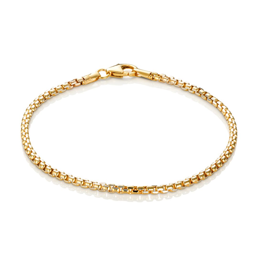Vittoria Bracelet with Rounded Box Chain, Yellow Gold