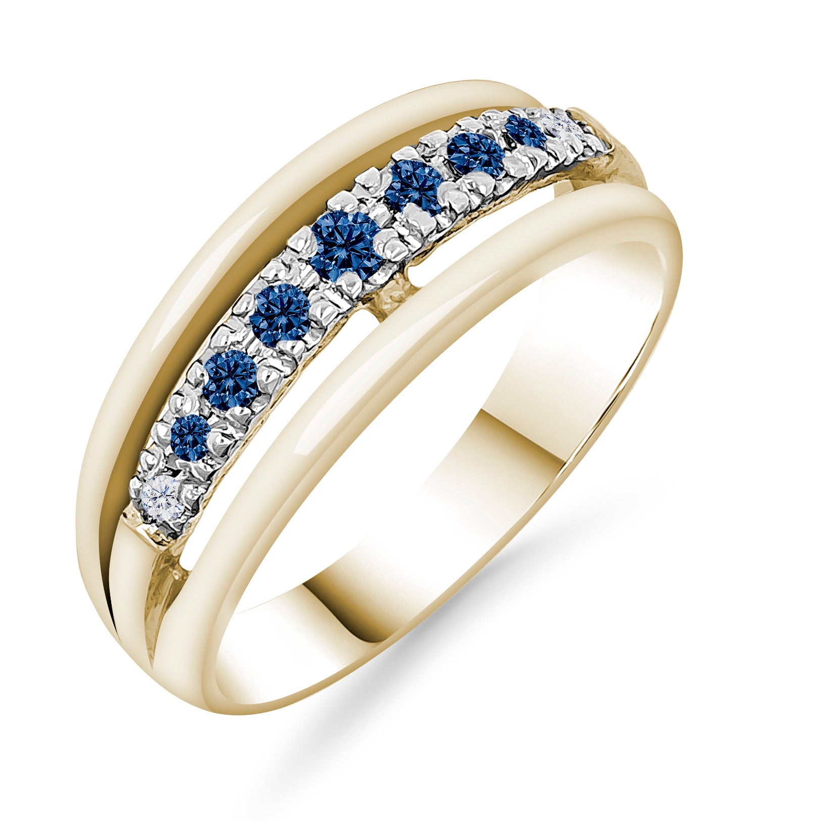 Silván timanttisormus 0,02ct safiireilla, 14K keltakultaa, Silván timanttikorut - Silván - Laatukoru