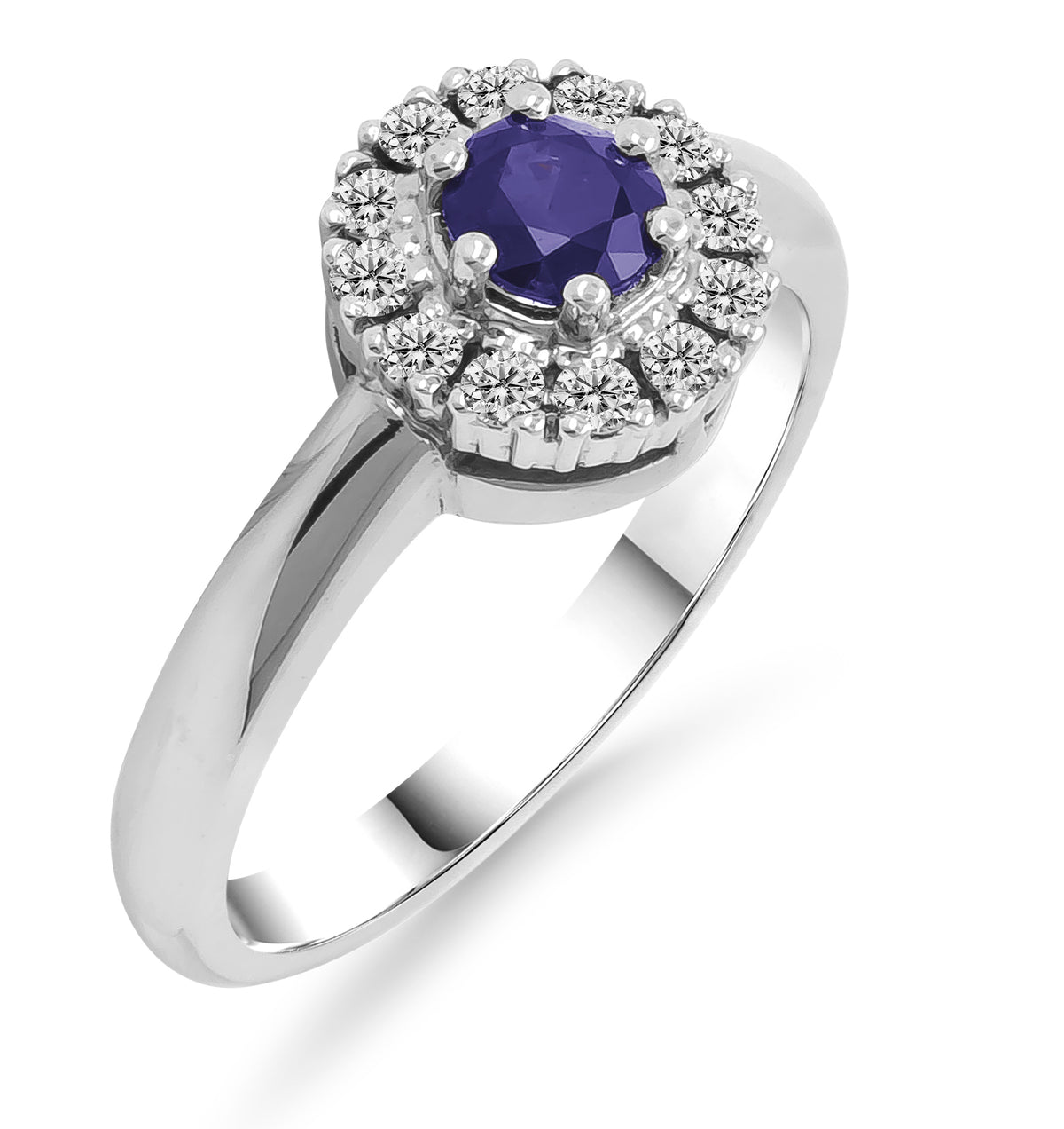 Silván timanttisormus 0,24ct Safiirilla, 14K valkokultaa, Silván timanttikorut - Silván - Laatukoru