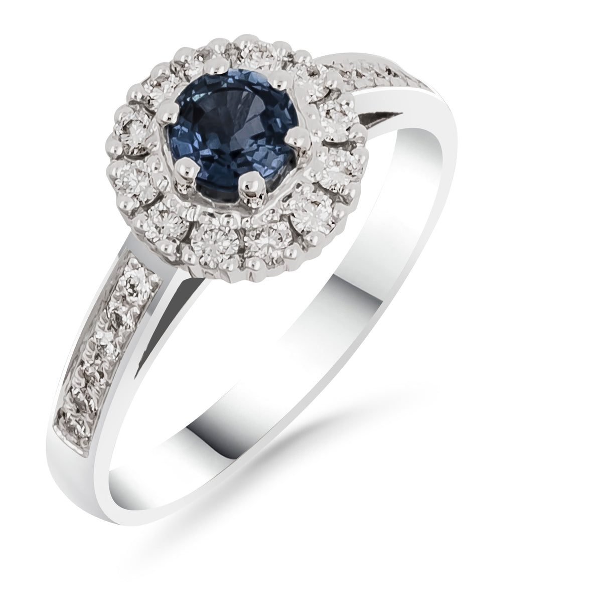Silván timanttisormus 0,36ct Safiirilla, 14K valkokultaa, Silván timanttikorut - Silván - Laatukoru