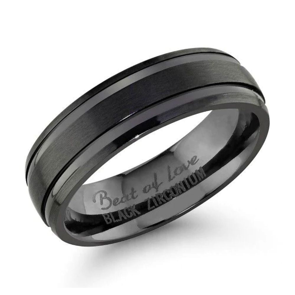 Beat of Love zirkonium sormus, musta, 6mm