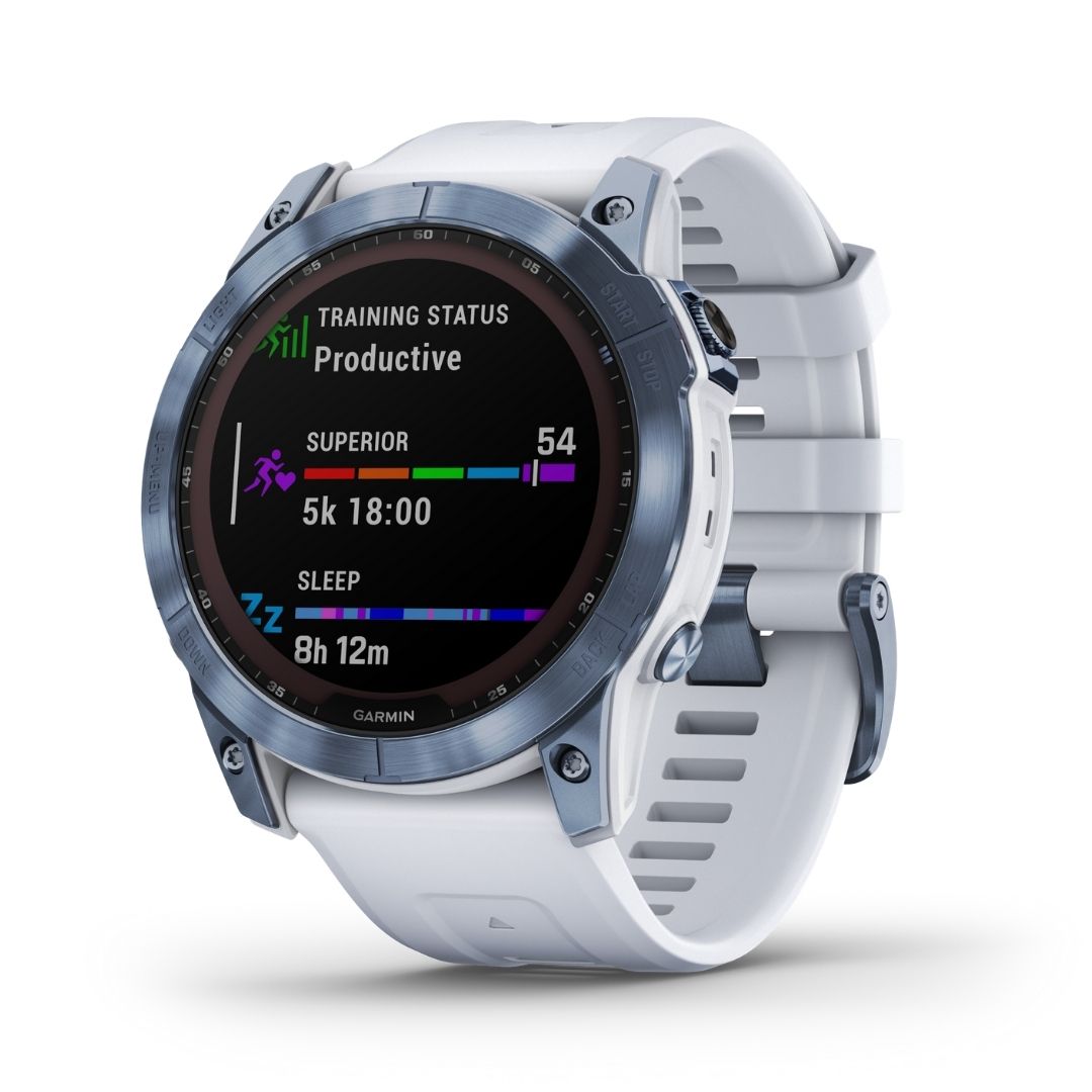Garmin Fenix 7X Sapphire Solar 51 mm vaaleansininen ja vaaleanharmaa, multisport-GPS-kello 010-02541-15