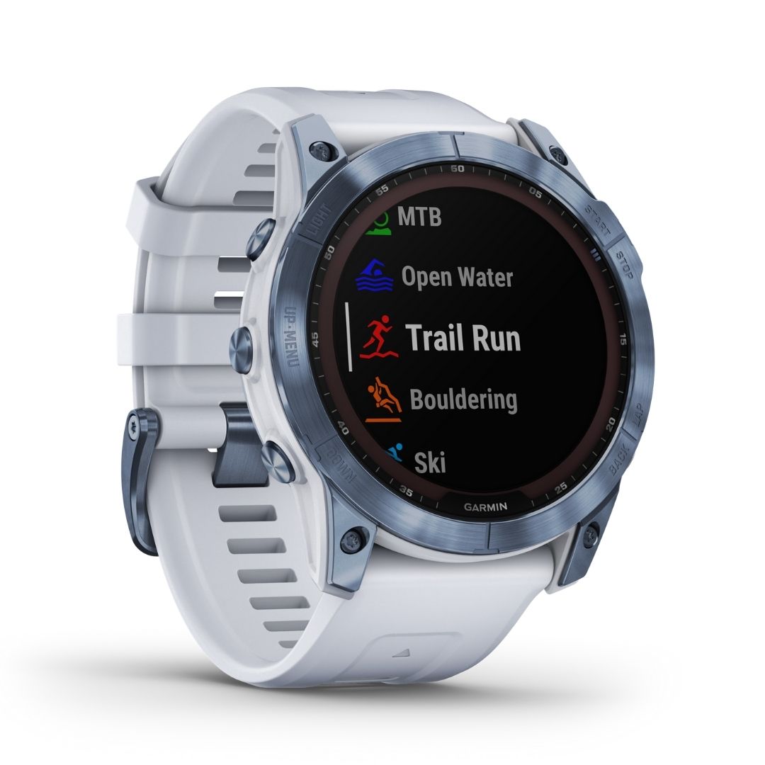 Garmin Fenix 7X Sapphire Solar 51 mm vaaleansininen ja vaaleanharmaa, multisport-GPS-kello 010-02541-15