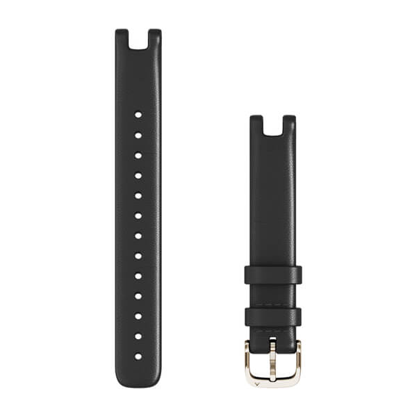 Garmin Lily 14mm ranneke, musta italialainen nahka ja vaalea kulta kiinnitysosat - Garmin - Laatukoru