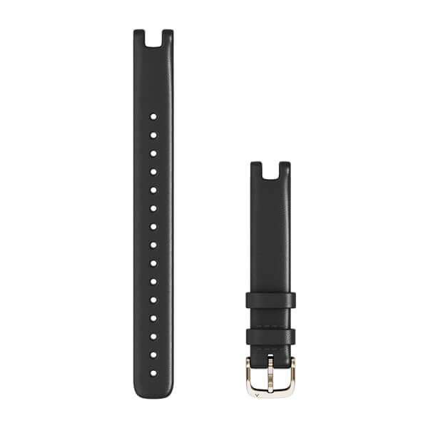 Garmin Lily 14mm ranneke pitkä, musta italialainen nahka ja vaalea kulta kiinnitysosat - Garmin - Laatukoru