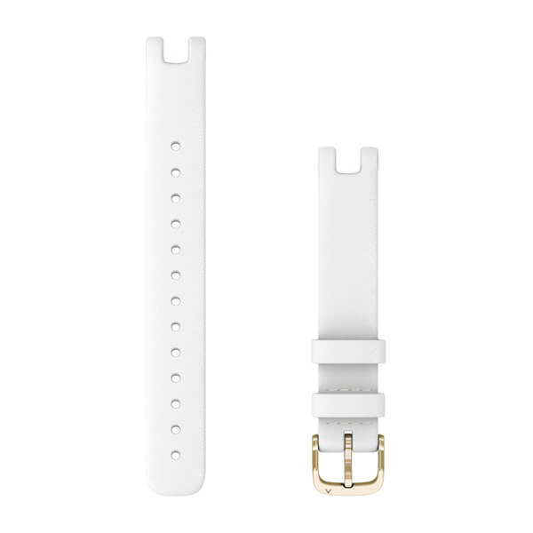 Garmin Lily 14mmStrap, White Italian Leather and Light Gold Mounting P