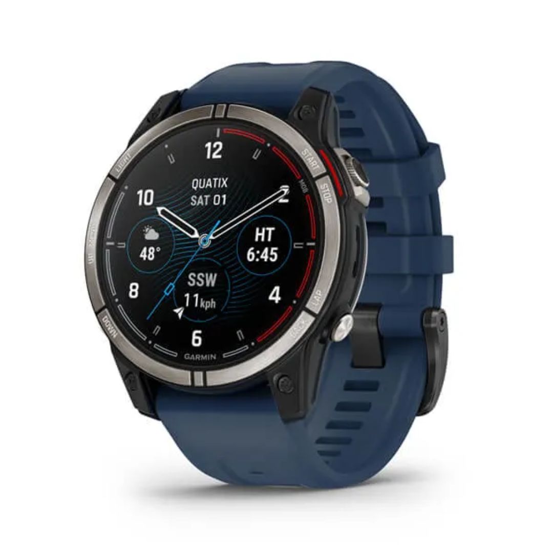 Garmin Quatix 7 Sapphire Edition, titaani ja tummansininen silikoniranneke, Amoled GPS-älykello 010-02582-61