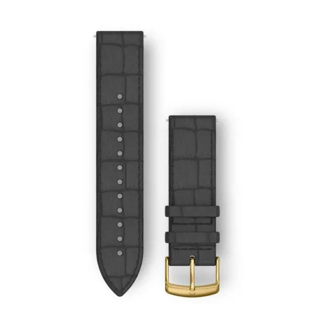 Garmin Quick Release Black Embossed Italian Leather with 24K Gold PVD