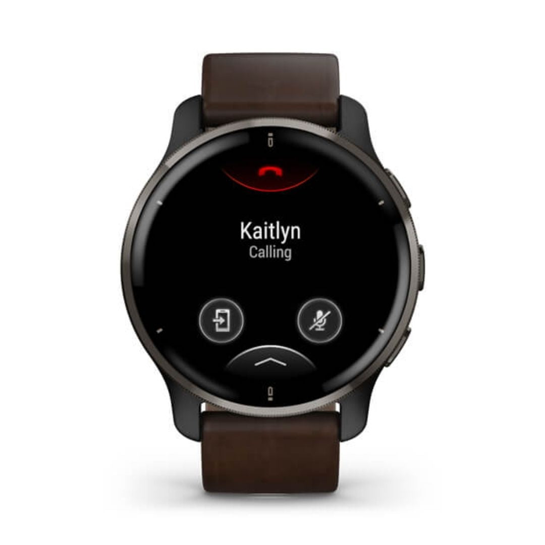 Garmin Venu 2 Plus graniitinharmaa ja ruskea nahkaranneke, Amoled GPS-älykello 010-02496-15