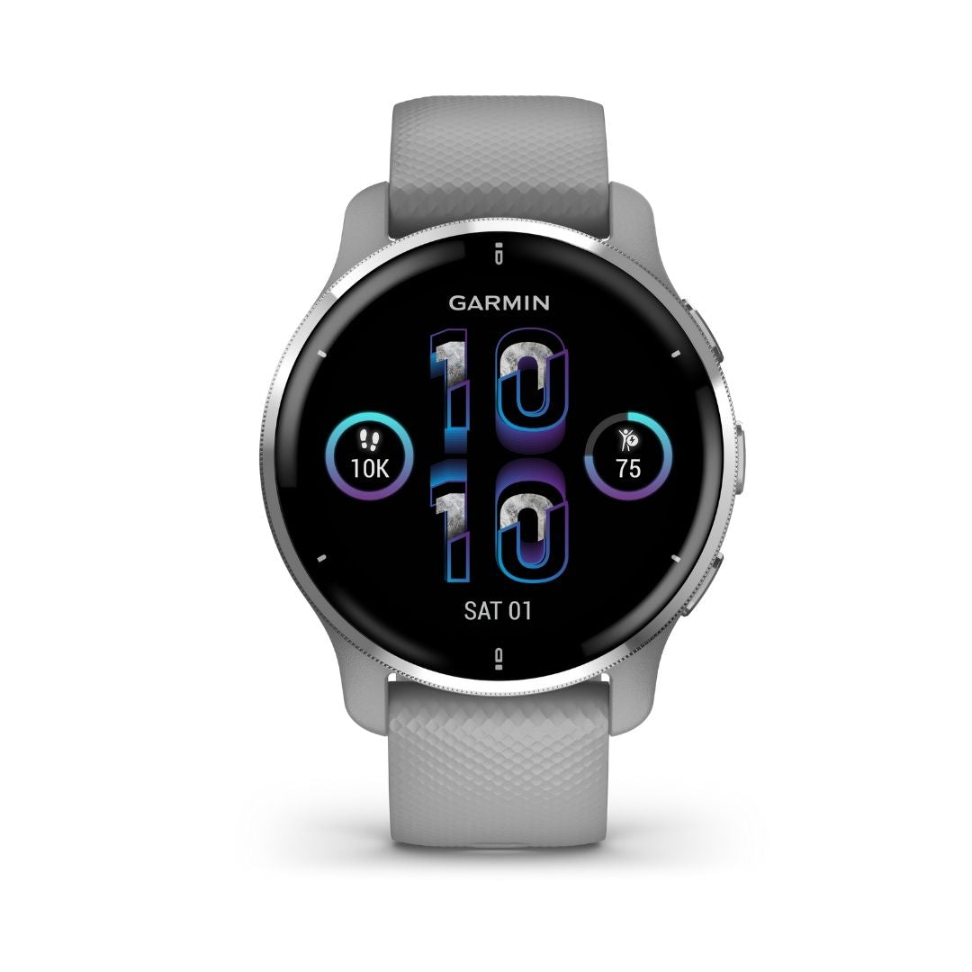 Garmin Venu 2 Plus hopea ja puuterinharmaa, Amoled GPS-älykello 010-02496-10