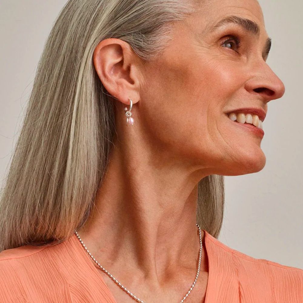 Kalevala Pink Ribbon 2022 Twinflower earrings, silver, Kalevala Modern