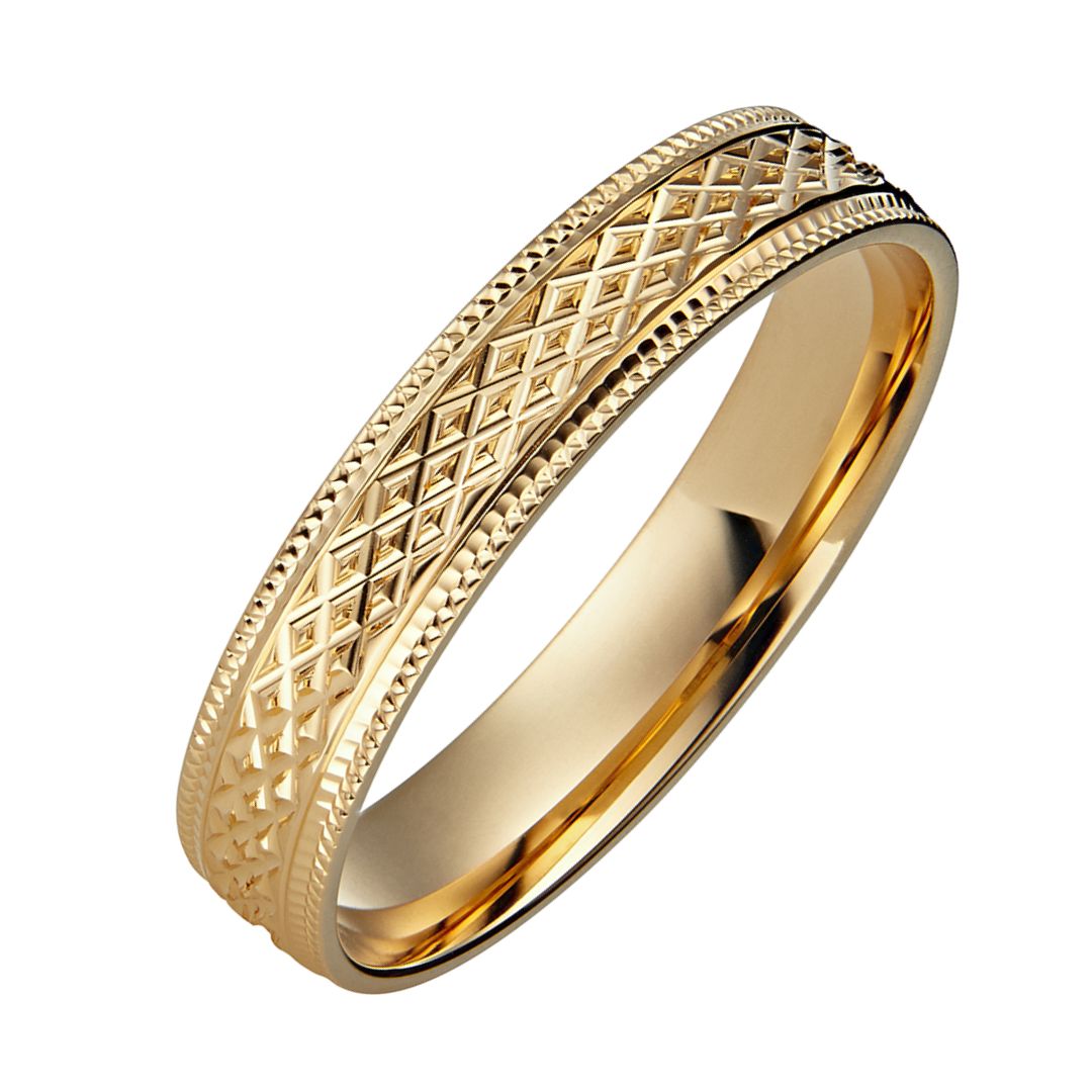 Kohinoor engagement ring yellow gold 4 mm diamond cut surface 003