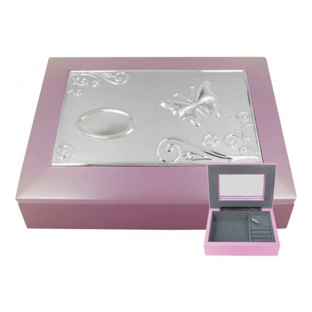Decorative glass, pink, ringing, butterflies