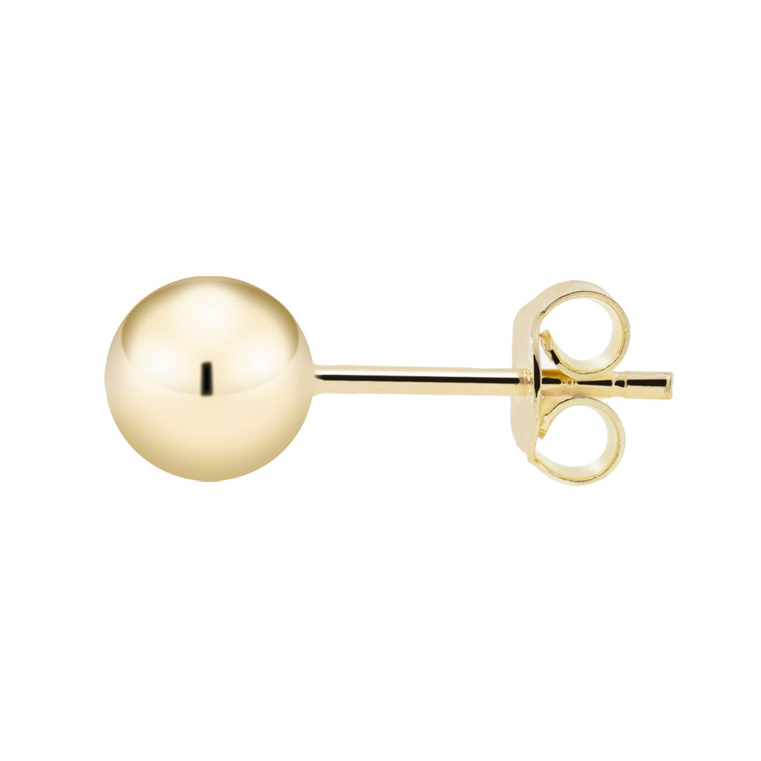 Kultaiset pallokorvakorut, 5mm pallo, 14K keltakulta