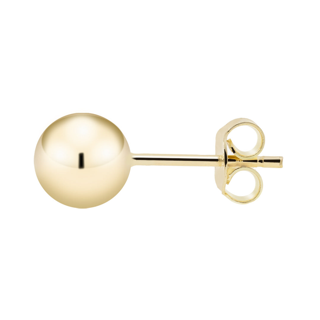 Kultaiset pallokorvakorut, 6mm pallo, 14K keltakulta