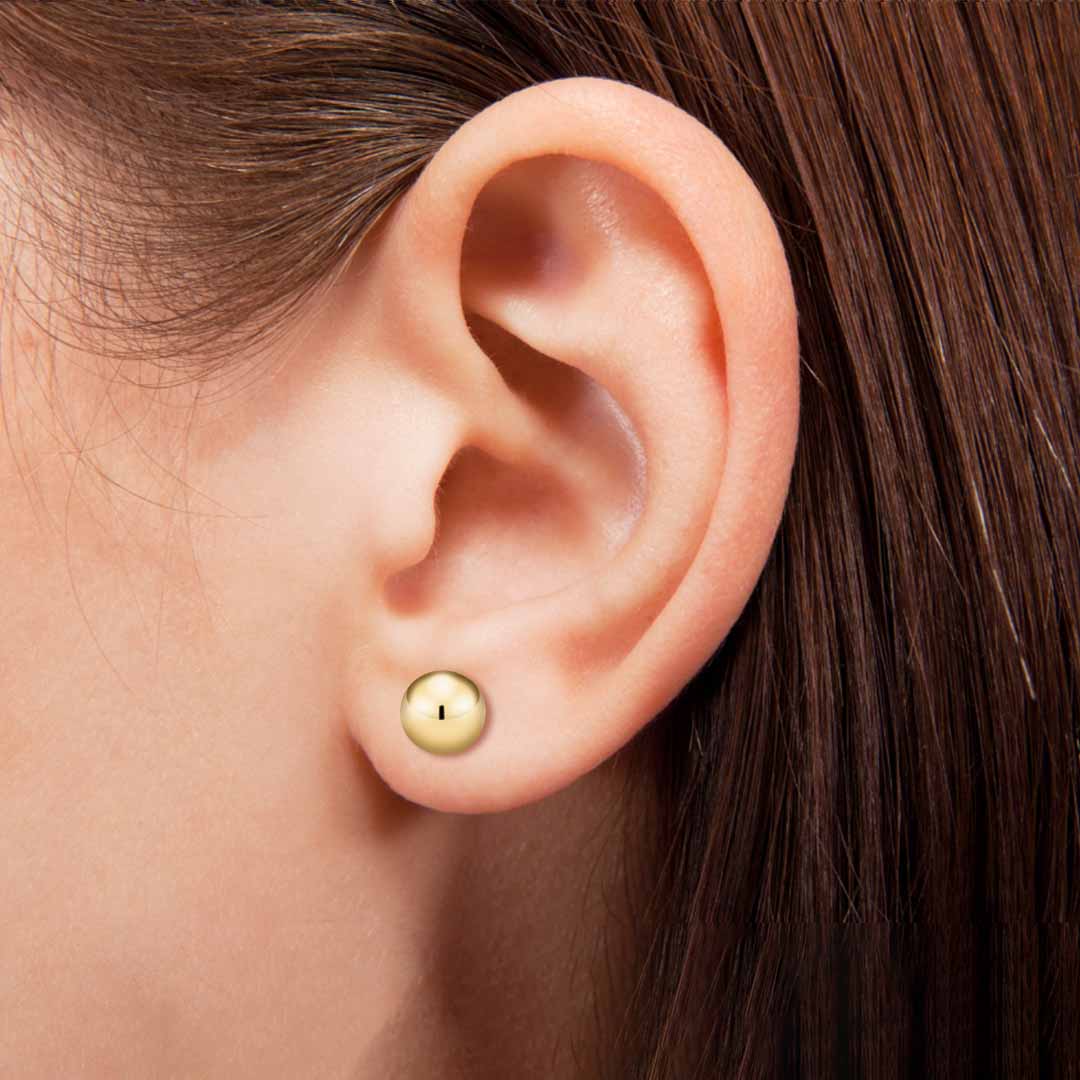 Kultaiset pallokorvakorut, 8mm pallo, 14K keltakulta
