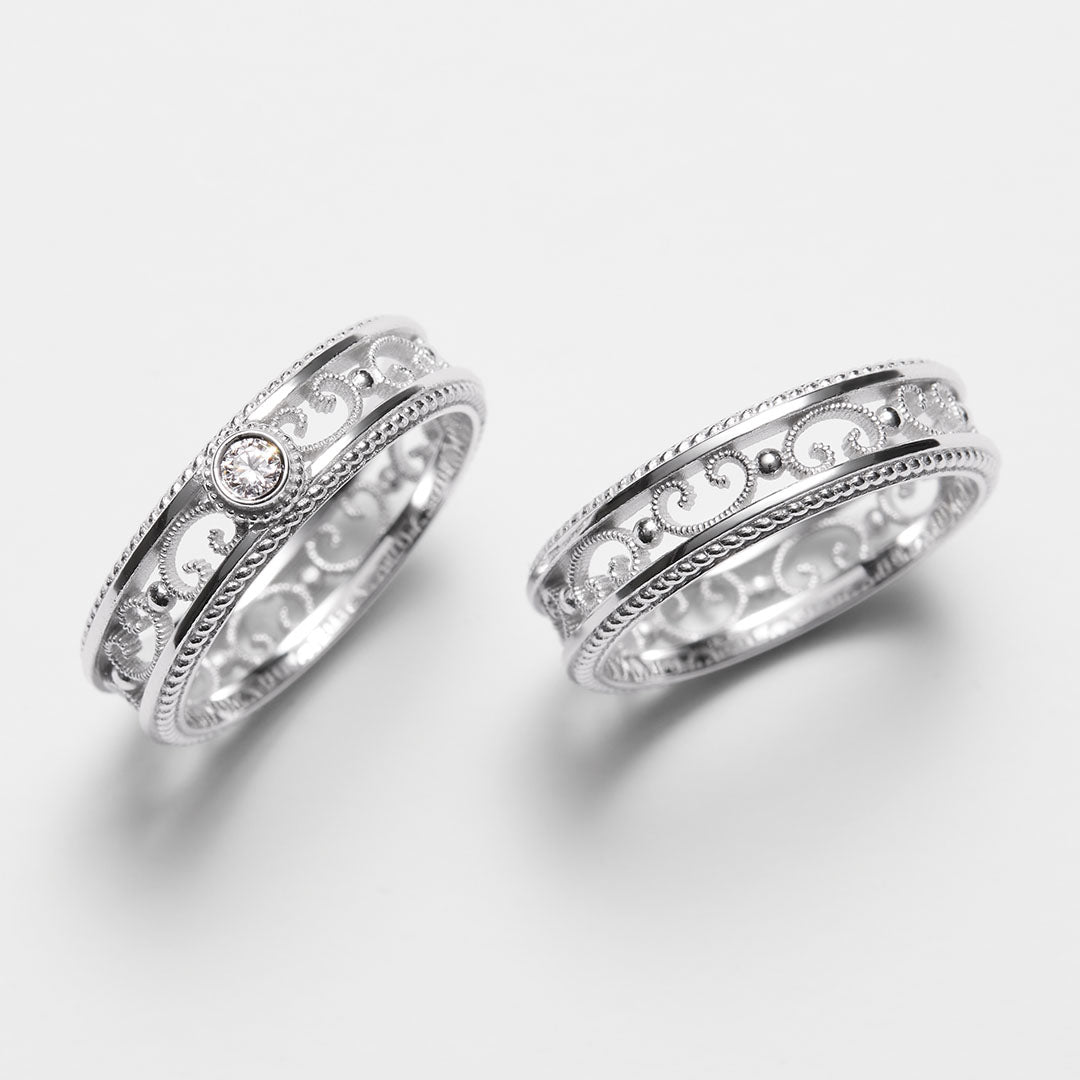 Kalevala Filigree ring, 14K white gold, 0,06ct, Kalevala Love, 541000501D