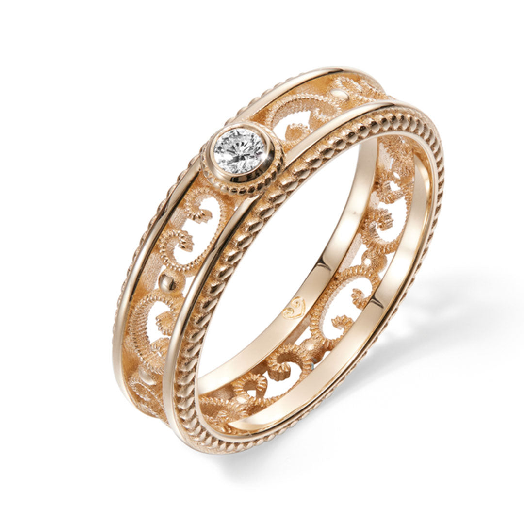 Kalevala Filigraani sormus, 14K keltakulta, 0,06ct, Kalevala Love, 141000501D