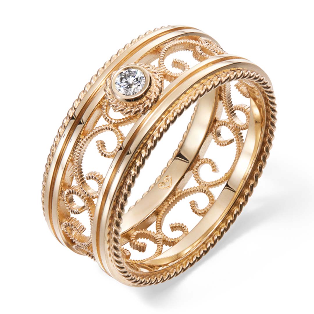 Kalevala Filigraani sormus, 14K keltakulta, 0,06ct, Kalevala Love, 141000503D