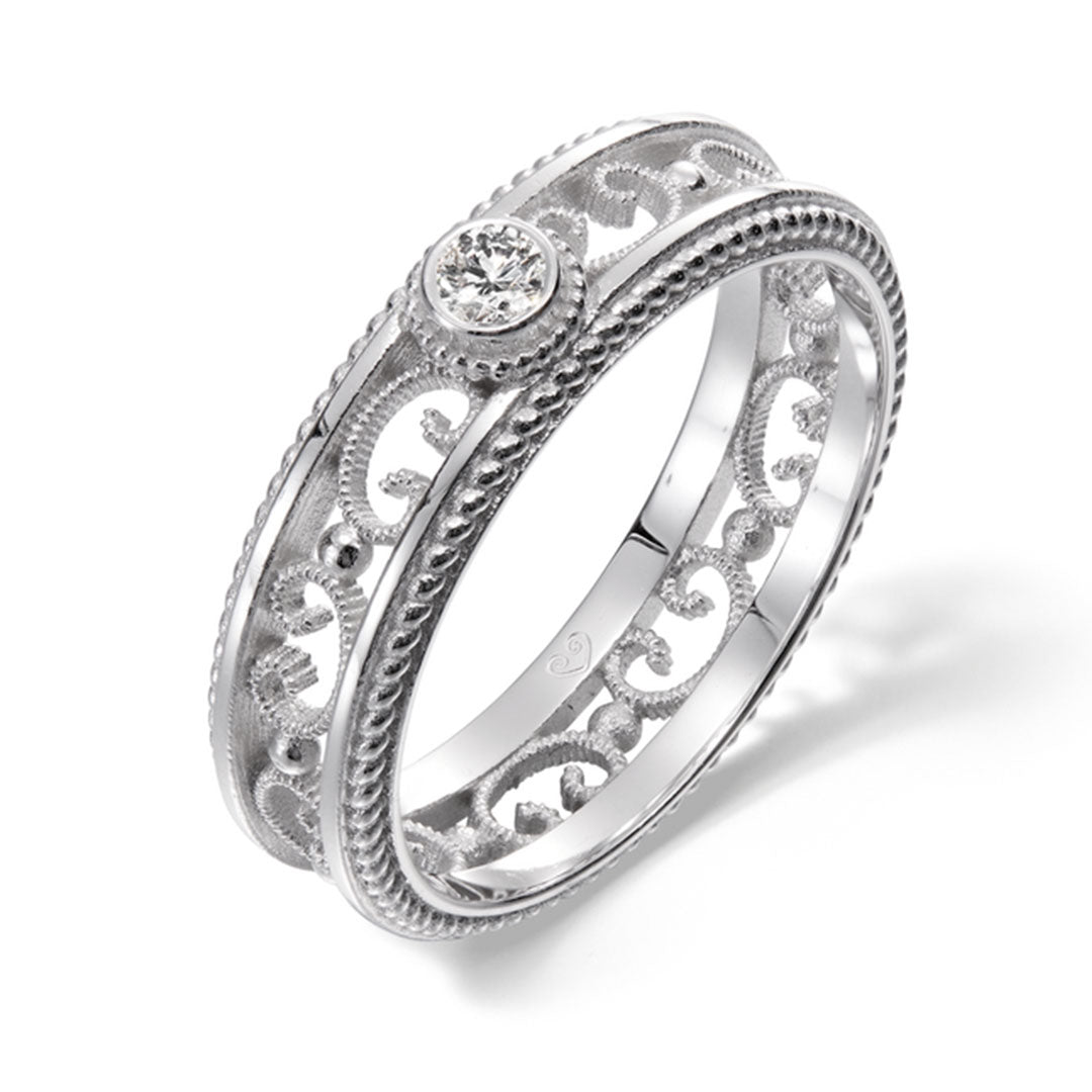 Kalevala Filigraani sormus, 14K valkokulta, 0,06ct, Kalevala Love, 541000501D
