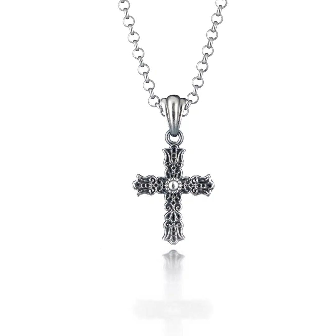 Lumoava Metsäkukkia ristiriipus, hopeaa