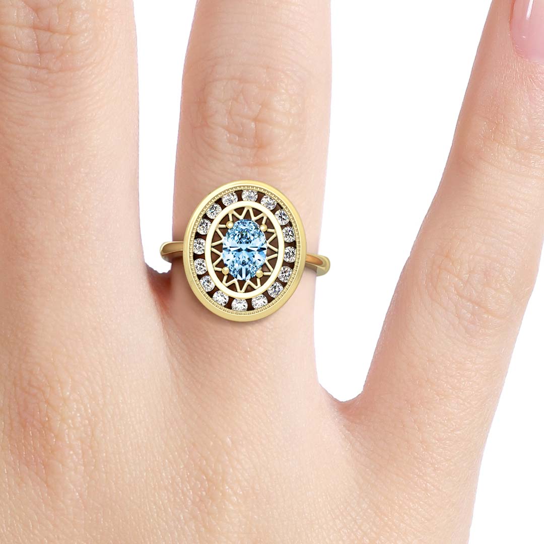 Silván Armi Carmosier Diamond Ring with 0,32ct Diamonds and Sapphire, Yellow Gold, Silván Engagement Rings